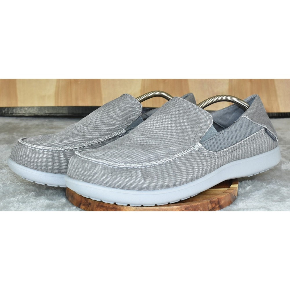 Crocs Santa Cruz 2 Luxe Men Shoes Size 12 Gray Canvas Comfort Slip On Loafers